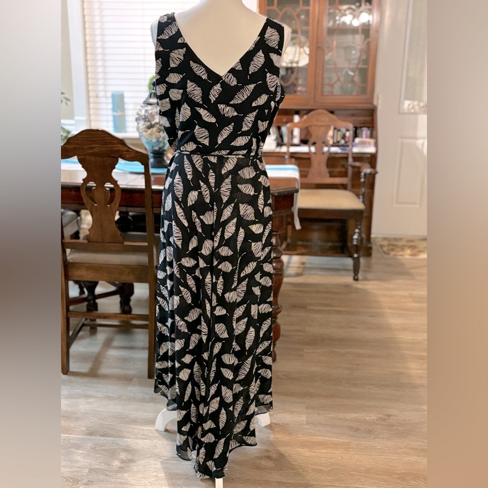 Mario Balthazar Black & Cream Sleeveless Full Wrap Dress Size 10 - Picture 9 of 12